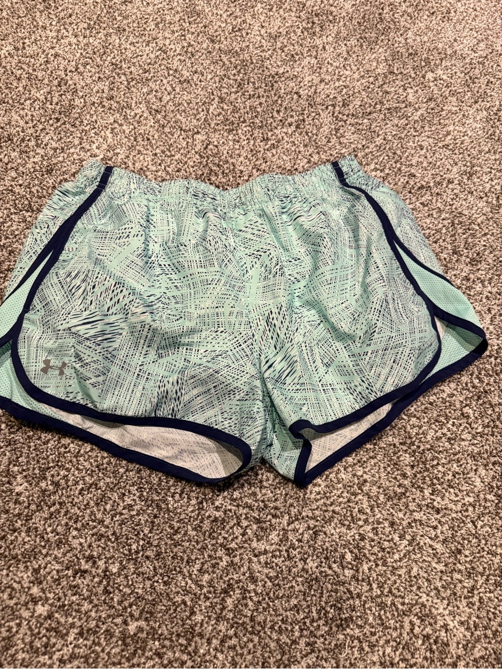 Under Armour Mint Green Athletic Shorts with Navy Trim